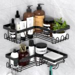 Etagere douche sans percage, etagere rangement, accessoire salle de bain noir