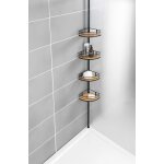 Etag�re de douche t�lescopique 4 compartiments h. 230 cm, noir et bambou, wenko