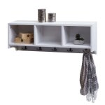 Etag�re murale hwc - k49, portemanteau mural etag�re, 3 compartiments de rangement 5 crochets 30x80x20cm ...