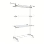 Etendoir � linge, � 4 niveaux, avec roulettes, 63, 5 x 128 x 173 cm, blanc nuage