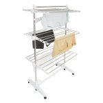 Etendoir a linge, etendage a linge, 3 etag�res, blanc, avec ailes et barre sup�rieure, mat�riau: tubes ...