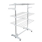 Etendoir a linge, etendage a linge, 3 etag�res, blanc, avec ailes, mat�riau: tubes en acier inoxydable ...
