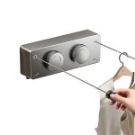 Etendoir � linge r�tractable int�rieur / ext�rieur, double corde en acier inoxydable de 4, 2 m, robuste ...