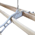 Etendoir � linge suspendu de 1, 2 m�tre, 6 lattes en pin verniss�s, supports en fonte et poulie blancs ...