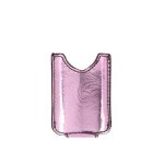 Etui briquet rcife en cuir pour minijet effet mtal rose