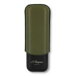 Etui � cigares 2 cigares st dupont en cuir kaki et m�tal noir mat