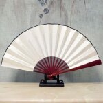 Eventail pliant chinois en soie beige double face vierge pour calligraphie blanc yonis