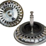 Evier a panier a crpine 80 mm en acier inoxydable, avec fonction bouchon