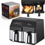 Extralink home air fryer 10l (6l + 4l) eu sj - 1000 2500w friteuse double friteuse d'air chaud noir