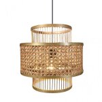 Fab 141293602 pendentif bambu / rotin 1xe27 bromelia regx36x36 cm