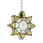 Fab 2 960 - ambre pendentif etoile ambre / cuir 1 l. regx31x21