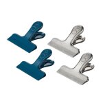 Fackelmann 26838 lot de 4 clips a sachet en inox, clips fermeture sachet alimentaire, pince sachet alimentaire ...