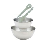 Fackelmann 28661 set de 2 saladiers en inox et couverts a salade clipsables, bol a mixer en inox, bol ... Fackelmann 28661 set de 2 saladiers en inox et couverts a salade clipsables, bol a mixer en inox, bol ...