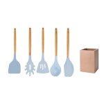 Fackelmann 30178 set de 5 ustensiles de cuisine, lot de cuill�res et spatules de cuisine et leur support ...