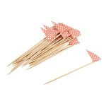 Fackelmann 31016 piques en bois a drapeau, pics a cocktail ou ap�ritif, rose, papier, bois de bouleau ...