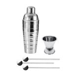 Fackelmann 9936950 trio cocktails avec shaker a cocktails 750 ml, doseur a alcool pour cocktails 4 cl ...