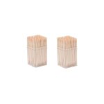 Fackelmann 9987250 lot de 2 tonnelets de 300 cure - dents chacun avec couvercle, pic en bois, cure - ...