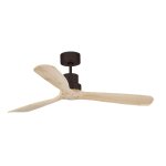 Faro lantau grand ventilateur de plafond en pin brun avec moteur a courant continu, 6 vitesses