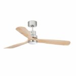 Faro lantau ventilateur de plafond a del en nickel mat et pin avec moteur a courant continu