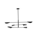 Faro liggera plafonnier suspendu a 6 bras multiples, noir mat