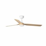Faro punt ventilateur de plafond blanc a 3 pales en bois clair avec moteur a courant continu