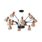 Faro retro - luminaire suspendu a 12 ampoules a bras multiples blanc, cuivre, e14