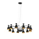 Faro retro - plafonnier a 12 ampoules a bras multiples noir, or, e14