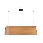 Faro stood - suspension a 5 ampoules au plafond noir et bois de cerisier, e27