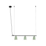 Faro studio plafonnier suspendu a 3 barres lumineuses, vert mat
