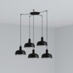 Faro tatawin petite suspension a 5 lumi�res en forme de grappe noire