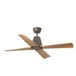 Faro typhoon brun moyen, bois ip44 dc ventilateur de plafond 6 vitesses