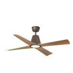 Faro typhoon ventilateur de plafond led moyen 3000k marron, bois ip44 dc, 6 vitesses