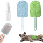 Fchhk - lot de 2 brosses a langue de chat avec un vaporisateur, brosse douce pour chat, peigne a langue ...