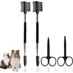 Fchhk - lot de 4 peignes pour enlever les taches de larmes et ciseaux a poils de chien, ciseaux a pattes, ...