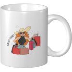 Femme a la mode avec un sac a provisions tasse a cafe 11 oz pour bureau maison cadeau d'anniversaire ...