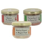 La ferme de linoudel - assortiment de rillettes et terrines de viande - 3x180g - made in calvados La ferme de linoudel - assortiment de rillettes et terrines de viande - 3x180g - made in calvados