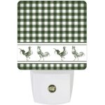 Ferme poulet r�tro vert aquarelle plaid led veilleuse avec capteurs cr�puscule a l'aube, d�coration de ...