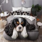 Avec fermeture ��clair - sets de housse couette en microfibre, chien brun mignon cavalier spaniel fluffy ...