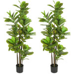Ficus lutea artificiels 1, 50h m - lot de 2 ficus artificiels - 120 feuilles r�alistes par pied - pot ...