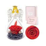 Figurine - sunia - ange gardien - roses eternelles - d�coration verre - bo�te incluse