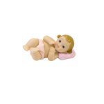Figurine bebe allonge resine 5cm rose