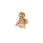Figurine bebe assis resine couche 5cm rose