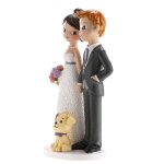 Figurine couple de maries avec chien 16cm