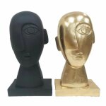 Figurine dcorative visage 14, 5 x 10, 5 x 27, 5 cm noir dor (2 units) - couleur:dor