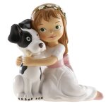 Figurine gateau communion fillette et son chien 16cm Figurine gateau communion fillette et son chien 16cm