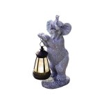 Figurine de jardin el�phant lampe solaire led 30 cm, d�coration ext�rieure vintage en r�sine r�sistante, ...