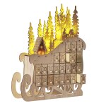 Figurine de luge calendrier de l'avent en bois clair avec led impala