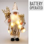 Figurine pere noel led blanc chaud 30cm or