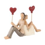 Figurine resine couple maries ballon c�ur 17cm