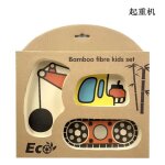 Filles'alimentation en fibre de bambou naturel pour enfants, vaisselle avec fourchette, cuillre et assiette, ...